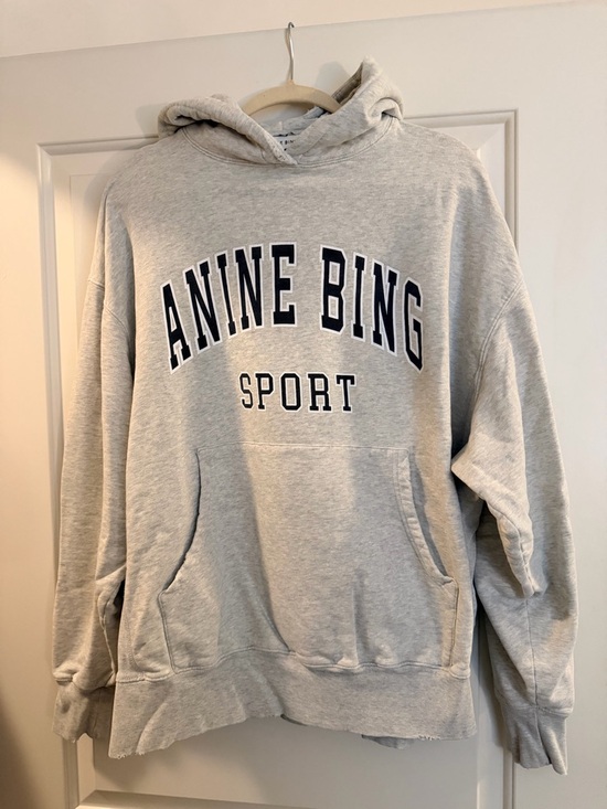 Anine Bing Tops - Anine Bing Light Gray 'ANINE BING SPORT' Hoodie